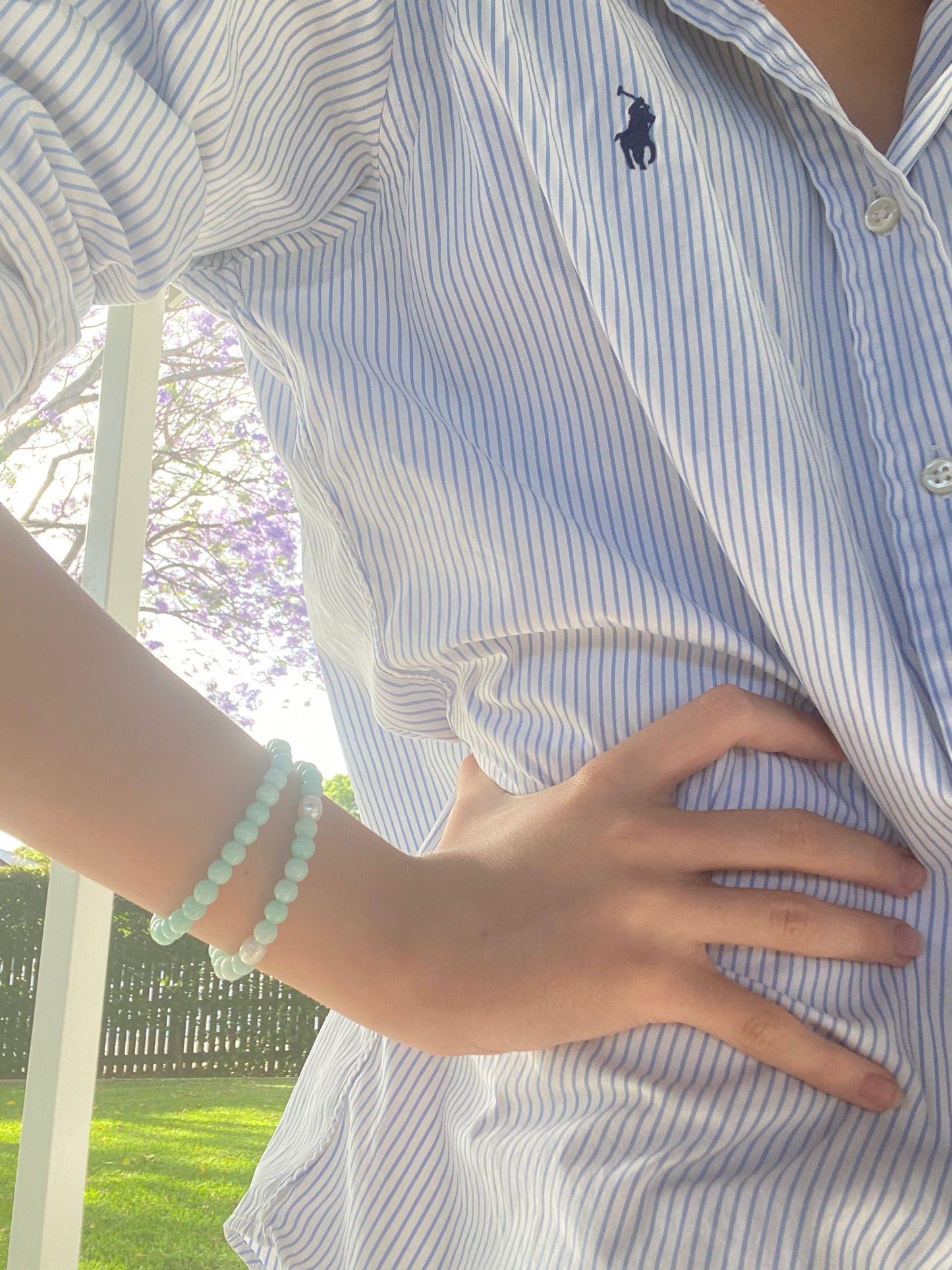 Light Aqua Elastic Bracelet Set
