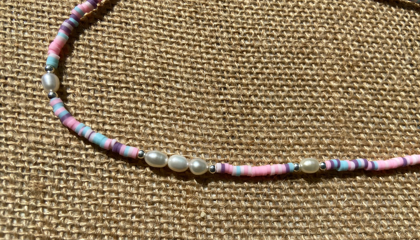 Pink Polymer Clay Necklace