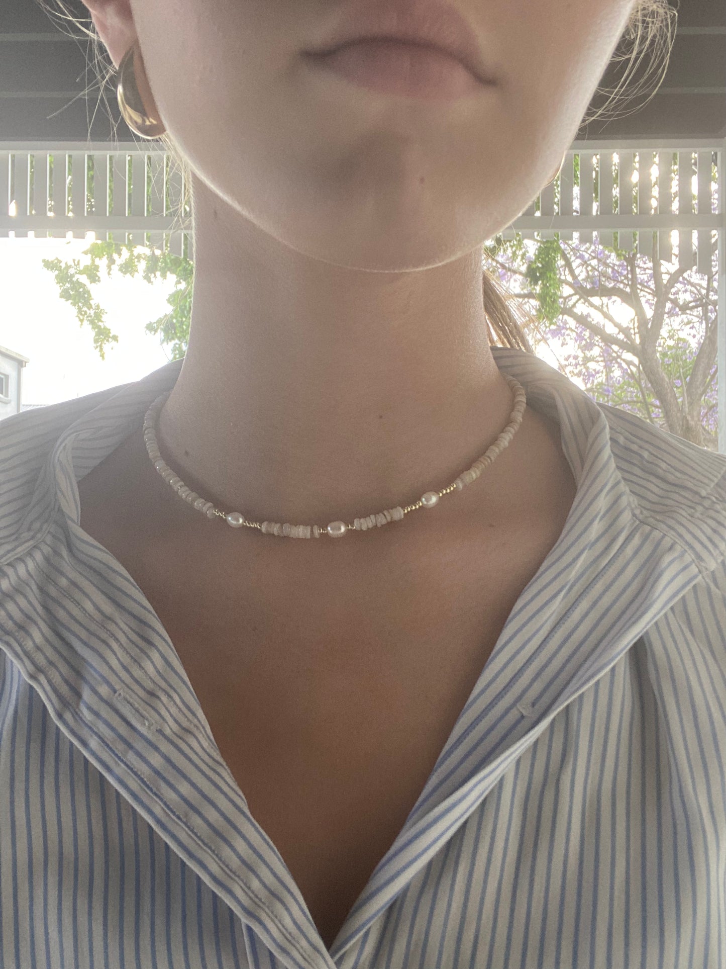 Gold-Pearl Sandy Toned Necklace