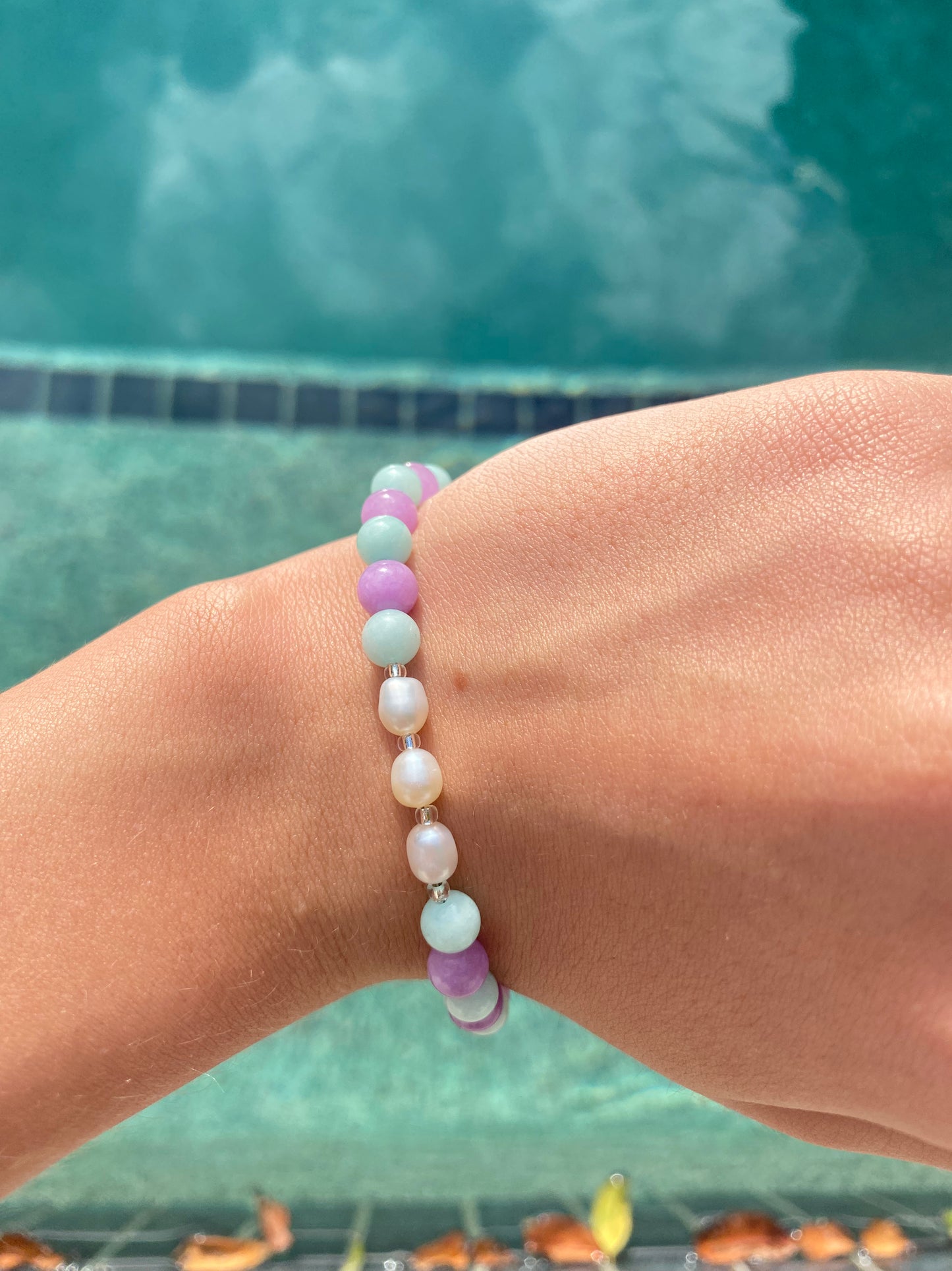 Pearl Purple + Aqua Necklace