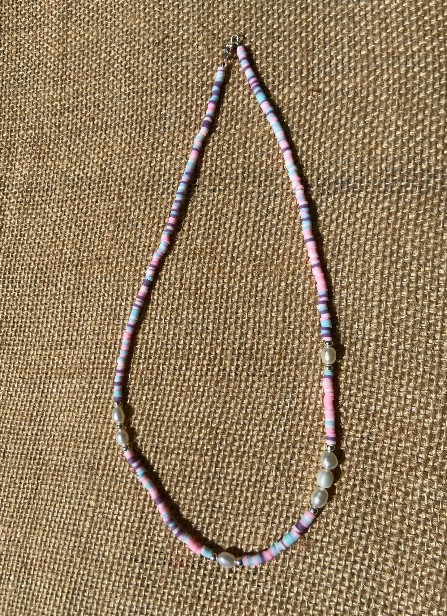 Pink Polymer Clay Necklace